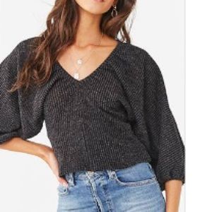 Forever 21 Peasant Sleeved Tie-top Sweater Small